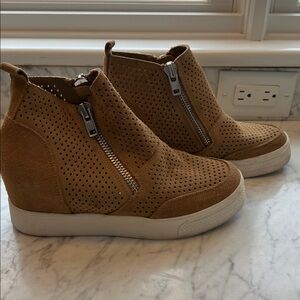 Steve Madden double zip suede wedge sneakers